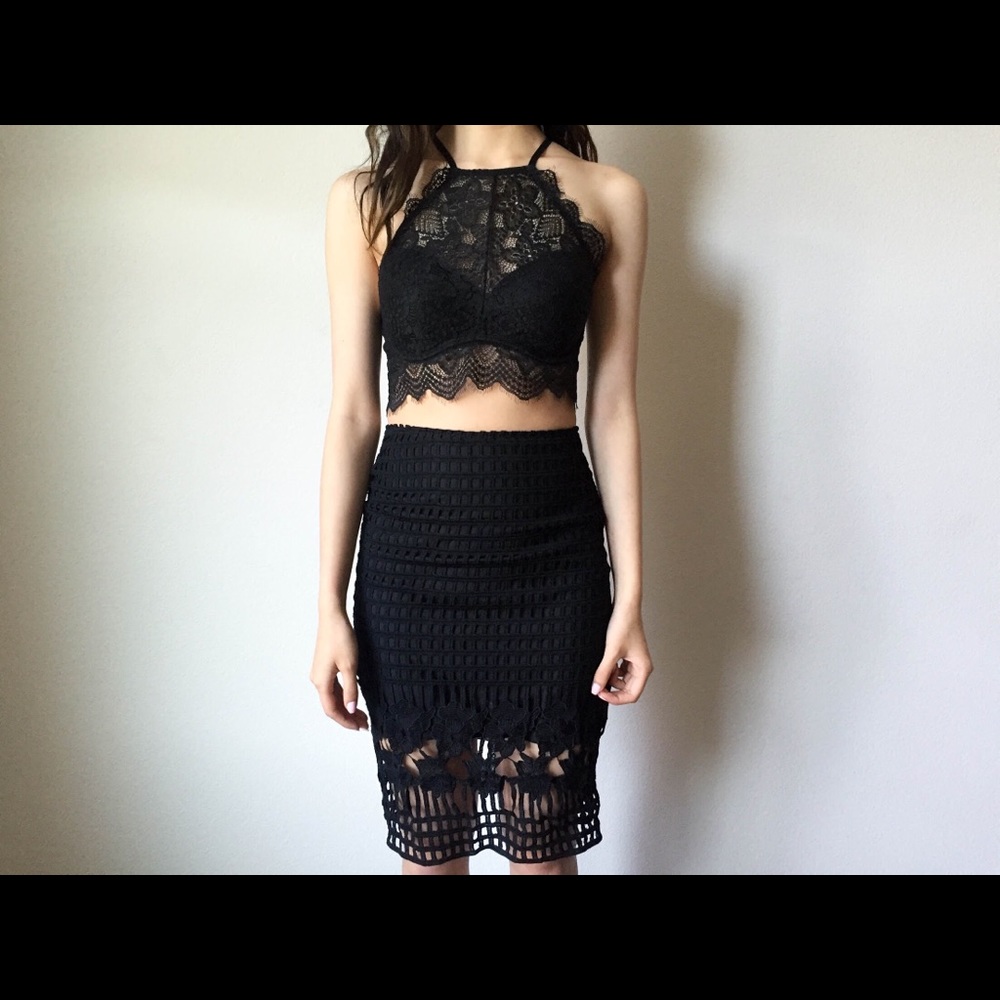 Black flower design skirt